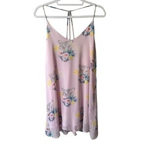 Whyte Eyelash Y2K Vintage Pink Sleeveless Spaghetti Strap Sundress Tropical Boho